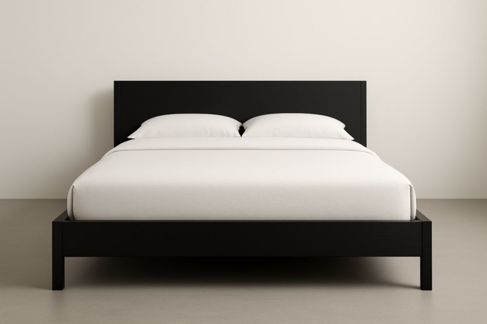 Letto matrimoniale in legno massello nero-Belonirta