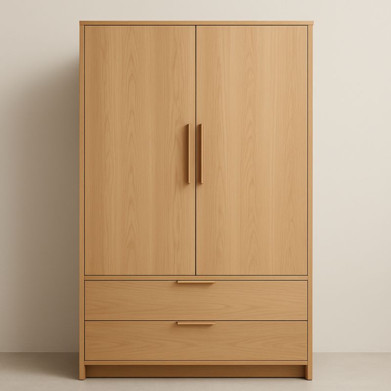 Armadio guardaroba in legno di faggio con due ante e due cassetti 180x90x50 cm