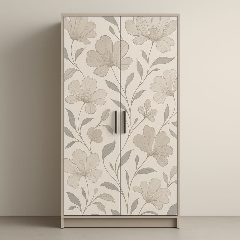 Armadio a due ante con motivo floreale in legno compensato