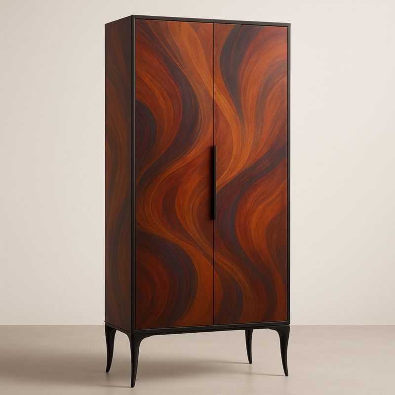 Armadio a due ante in legno multistrato con gambe in metallo verniciato 180x80x40 cm