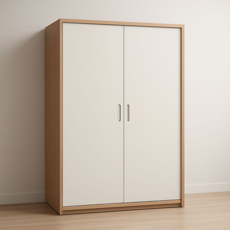 Armadio a due ante scorrevoli MDF Bianco e Rovere 200x120x60 cm