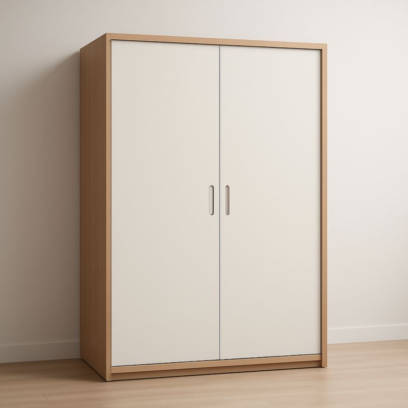 Armadio a due ante scorrevoli MDF Bianco e Rovere 200x120x60 cm