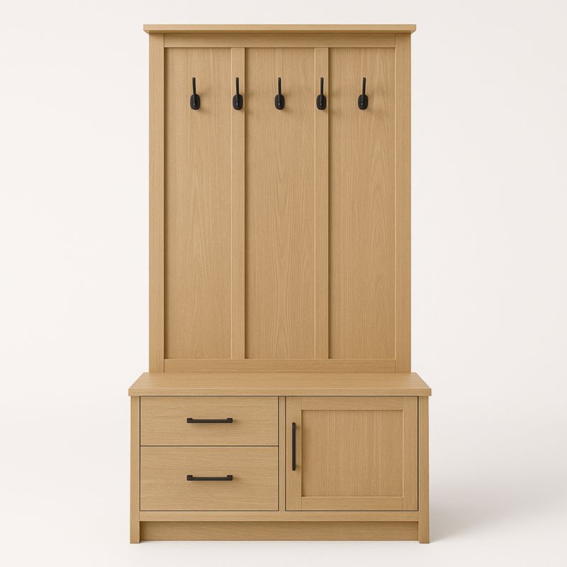 Appendiabiti in Legno Ingegnerizzato con Cassetti e Anta