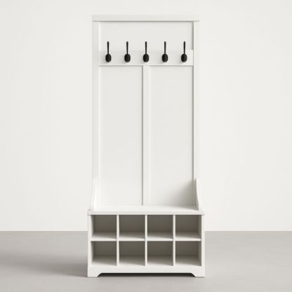 Attaccapanni in MDF con ganci e scomparti, dimensioni 190x100x40 cm