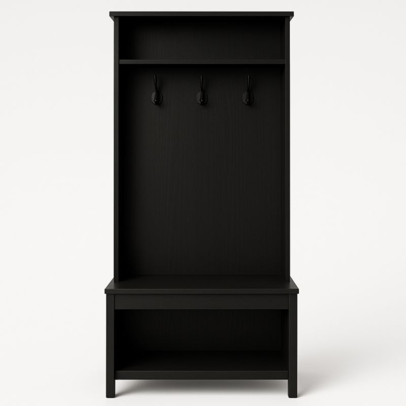 Appendino in MDF Nero con Mensola e Ganci