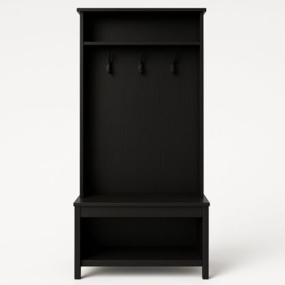 Appendino in MDF Nero con Mensola e Ganci