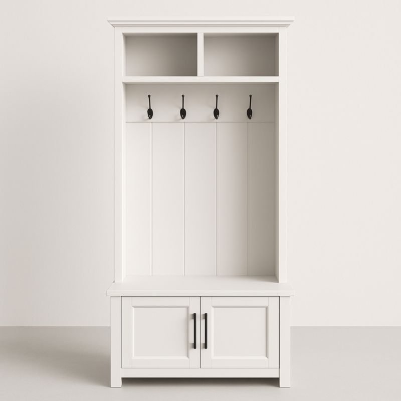 Armadio Ingresso Bianco con Ganci e Scaffali in MDF