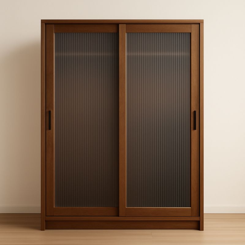 Armadio scorrevole in legno con vetro temperato opaco, dimensioni 200x150x60 cm