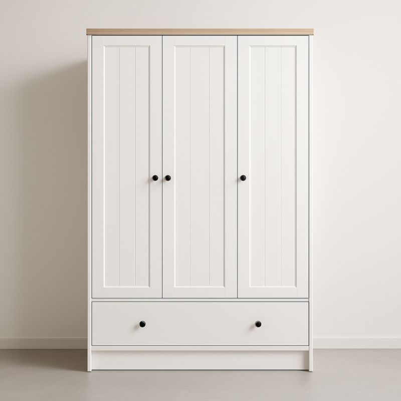 Armadio guardaroba a tre ante in MDF Bianco