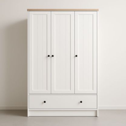 Armadio guardaroba a tre ante in MDF Bianco