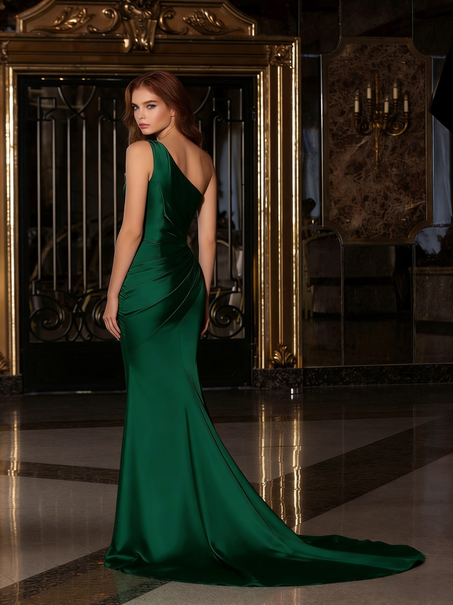 Satin One Shoulder Evening Dresses for Formal Party