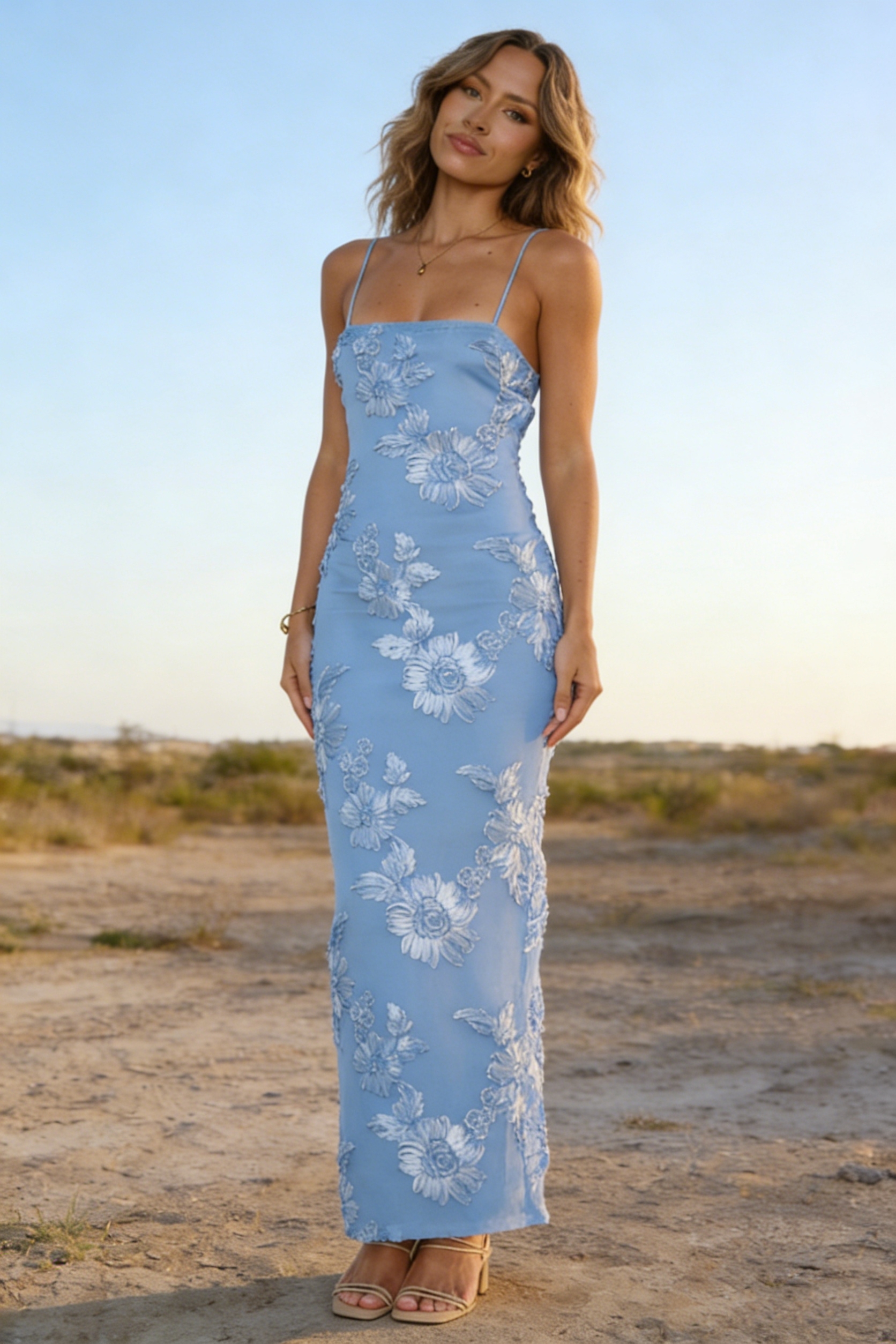 Embroidered Simple Satin Prom Dresses