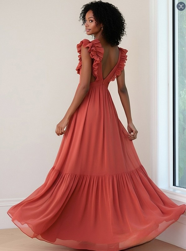 Chiffon Deep V Neck Evening Dresses for Formal Party
