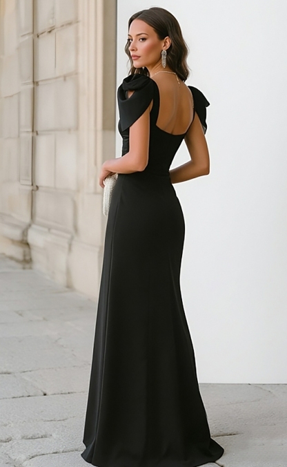 Elastic Satin Square Neck Evening Dresses for Formal Party