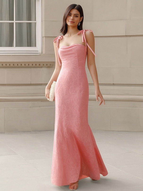 Jaquard Satin Cowl Neck Evening Dresses for Formal Party