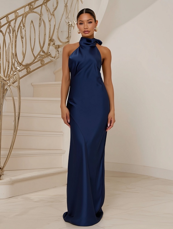 Satin Halter Evening Dresses for Formal Party