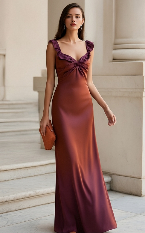 Satin Spaghetti Straps Evening Dresses