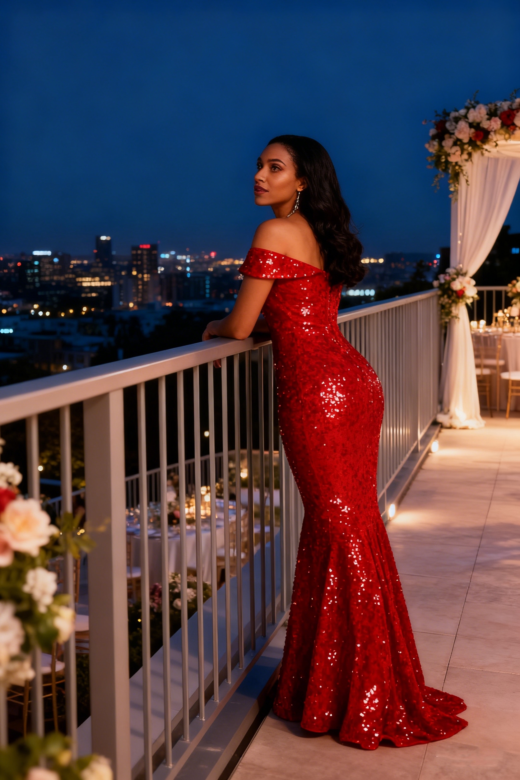 Off Shoulder Sequin Mermaid Prom Party Dresses