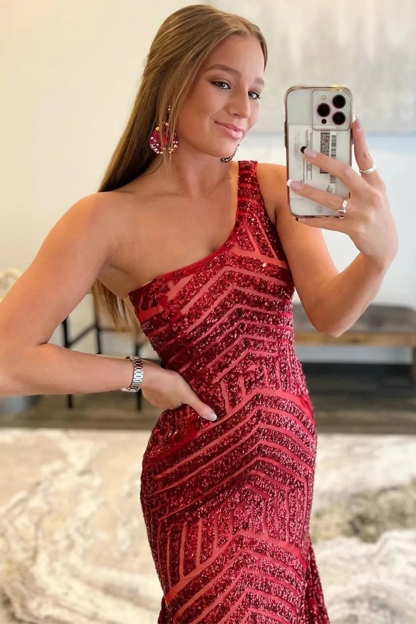 Sequin One Shoulder Evening Dresses