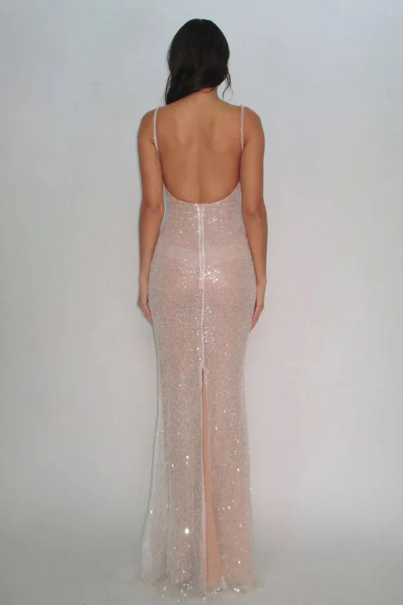 Sequin Spaghetti Straps Evening Dresses for Formal Party
