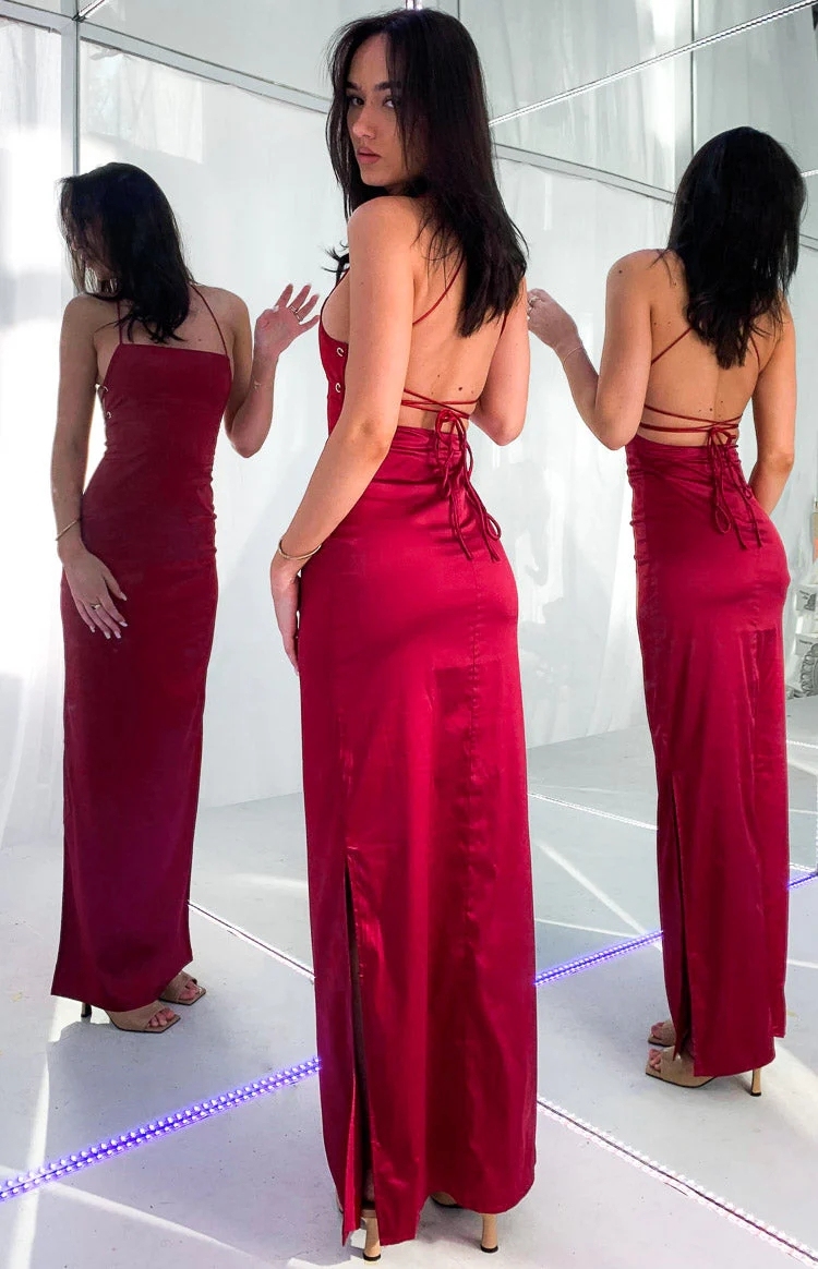 Satin Halter Evening Dresses with Slit