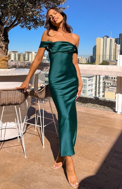 Satin Off Shoulder Evening Dresses for Formal Party