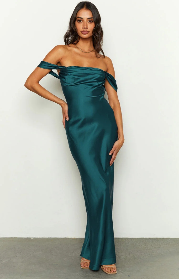 Satin Off Shoulder Evening Dresses for Formal Party