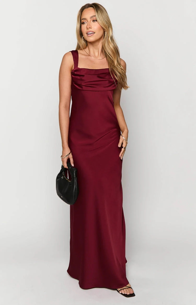 Satin Spaghetti Straps Evening Dresses with Bow Tie