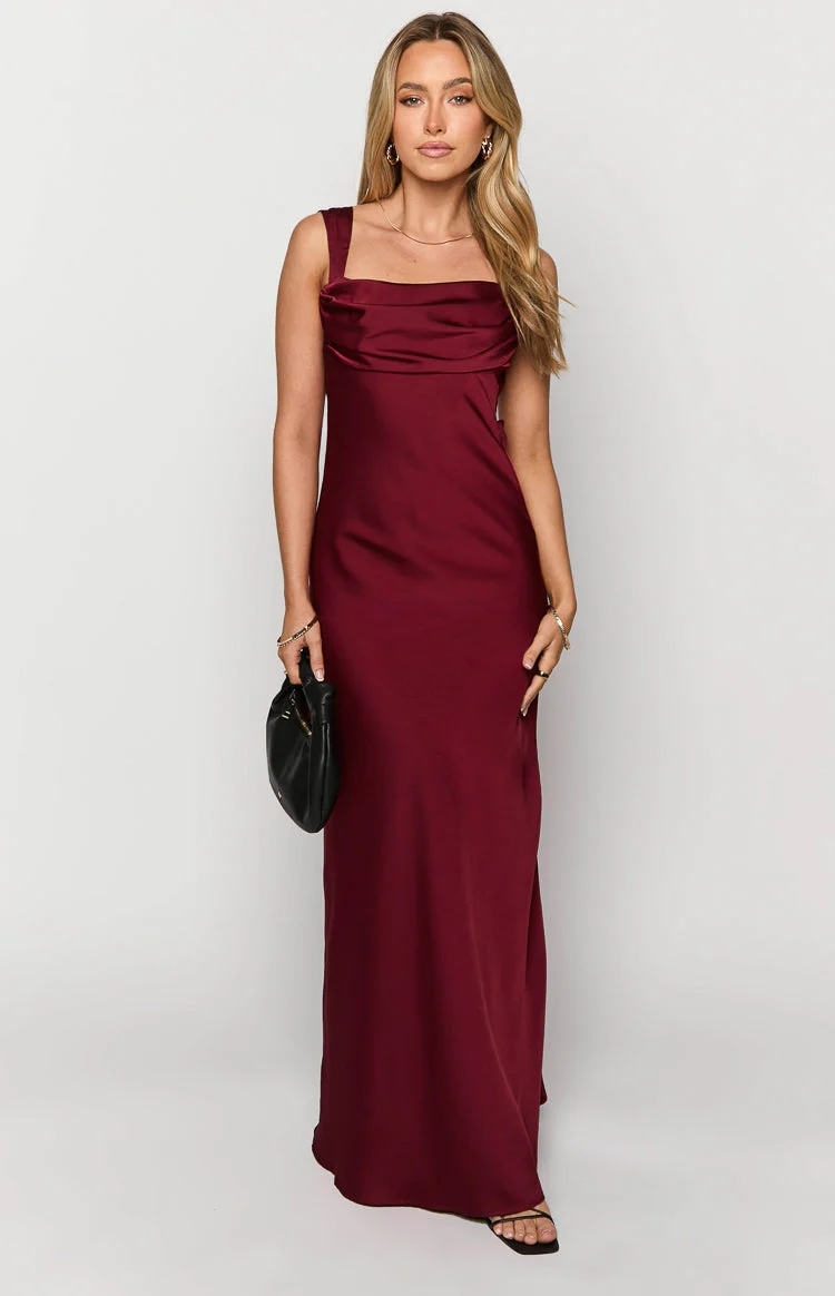 Satin Spaghetti Straps Evening Dresses with Bow Tie