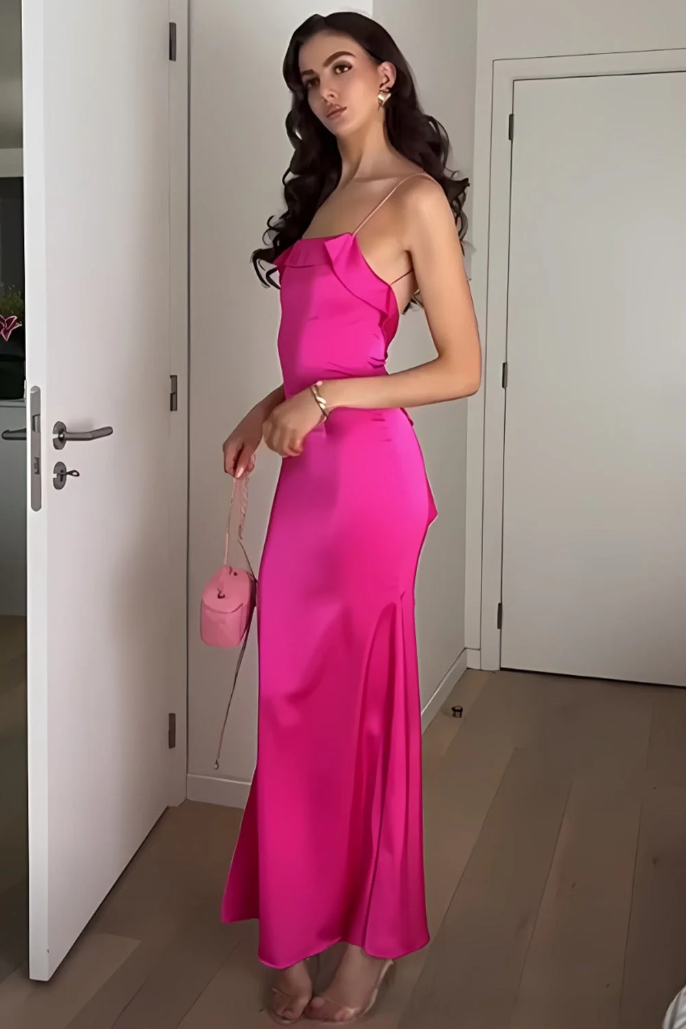 Satin Spaghetti Straps Evening Dresses for Formal Party