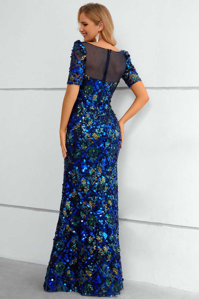 Sparkly Sequin Empire Waist Evening Dresses with Beading