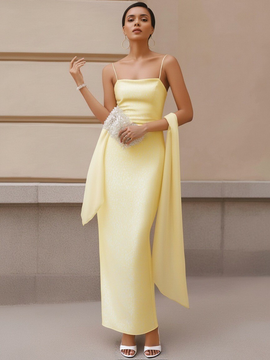 Silk Satin Spaghetti Straps Evening Dresses for Formal Party