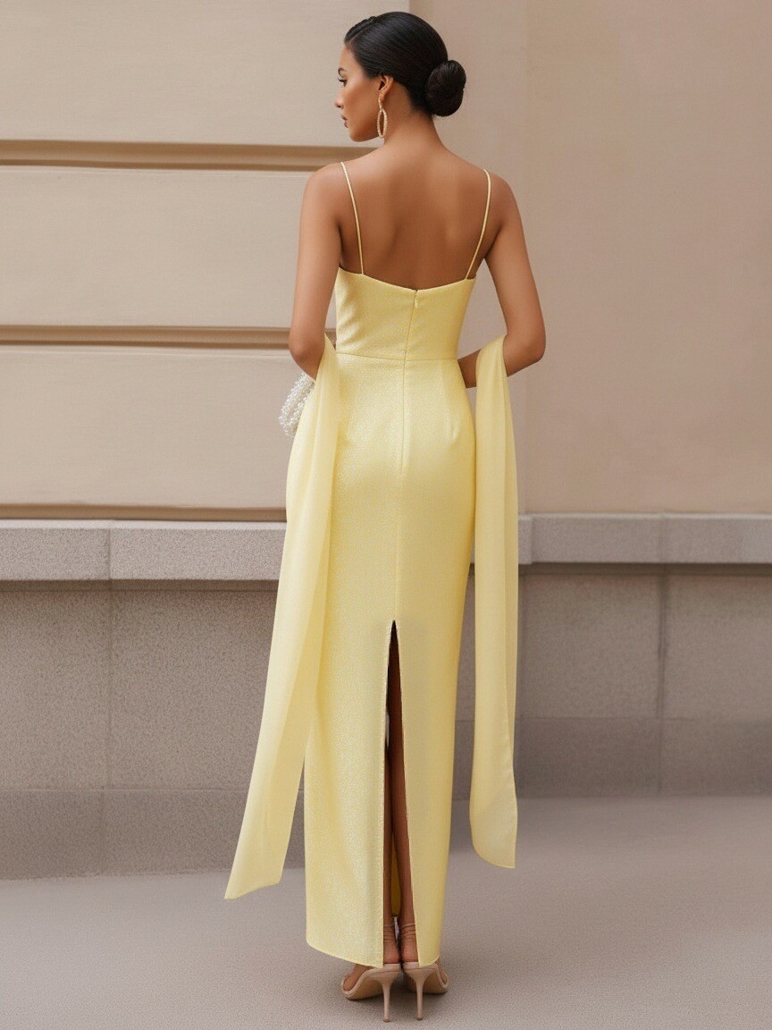 Silk Satin Spaghetti Straps Evening Dresses for Formal Party