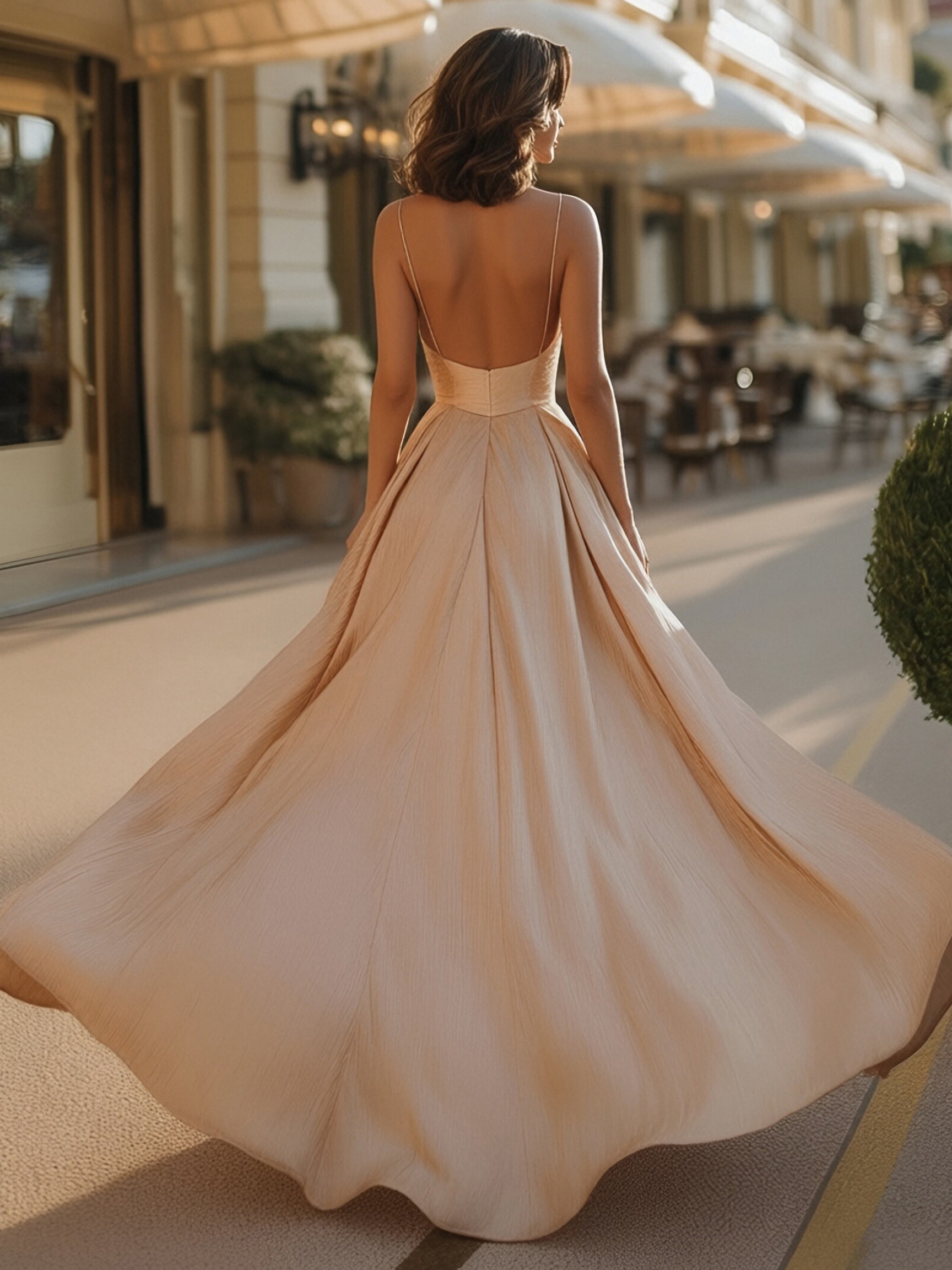 Satin Spaghetti Straps A Line Evening Dresses