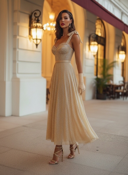 Tulle Spaghetti Straps A Line Evening Dresses with Bow