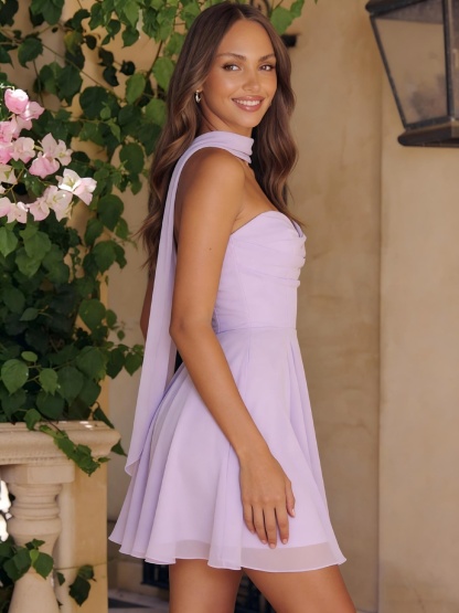 Chiffon Sweetheart Evening Dresses with Scarf