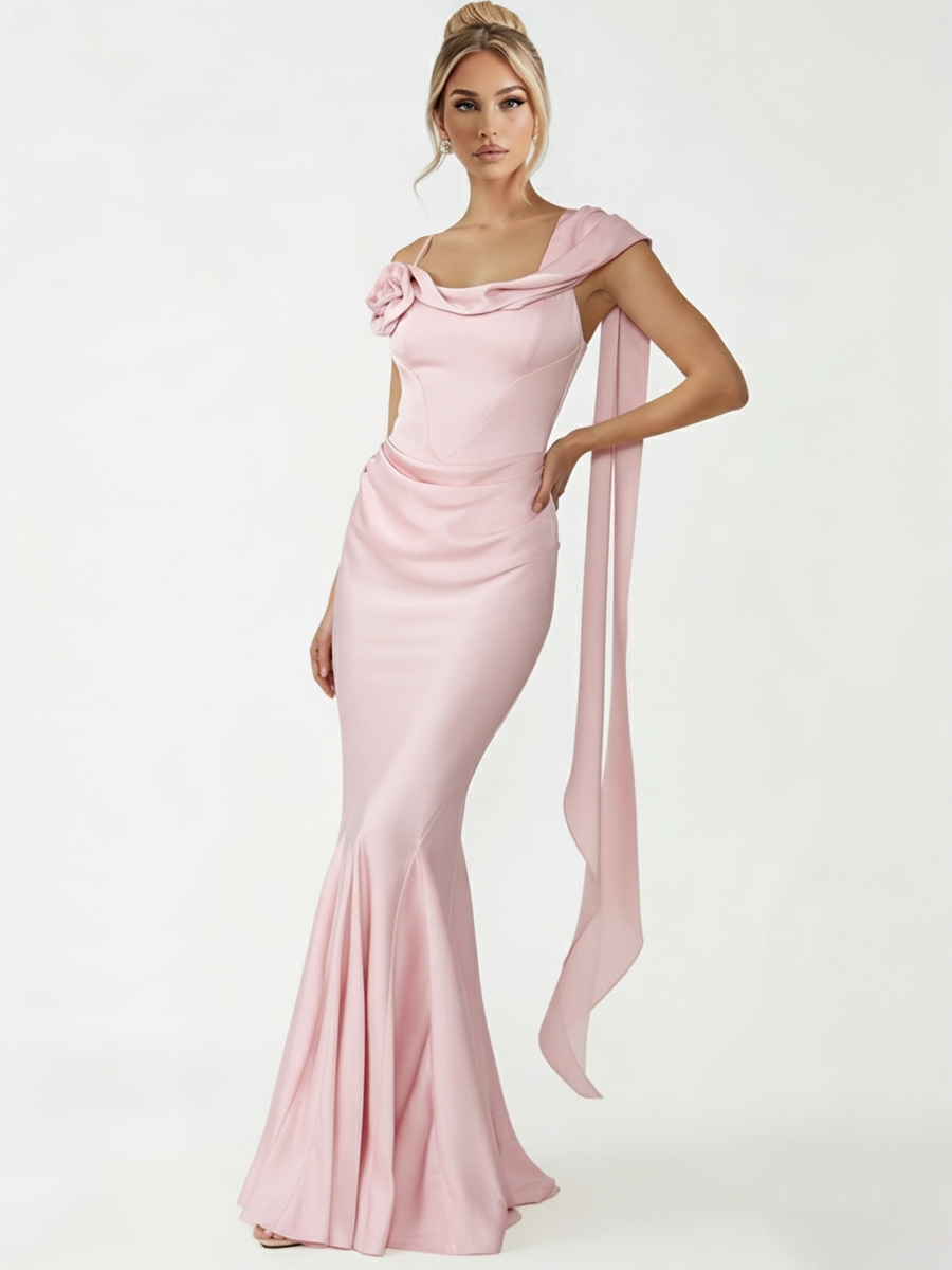 Satin Spaghetti Straps Evening Dresses