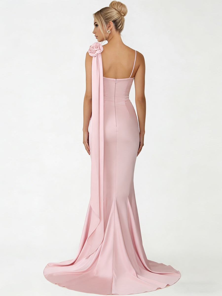 Satin Spaghetti Straps Evening Dresses
