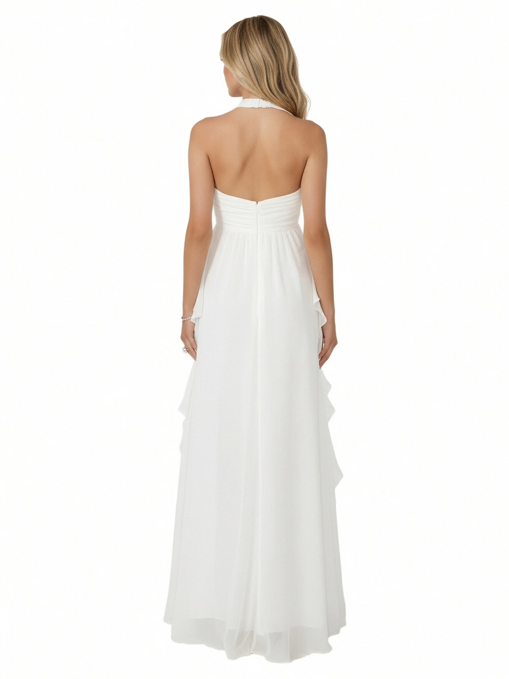 Chiffon Strapless Evening Dresses with Ruffles