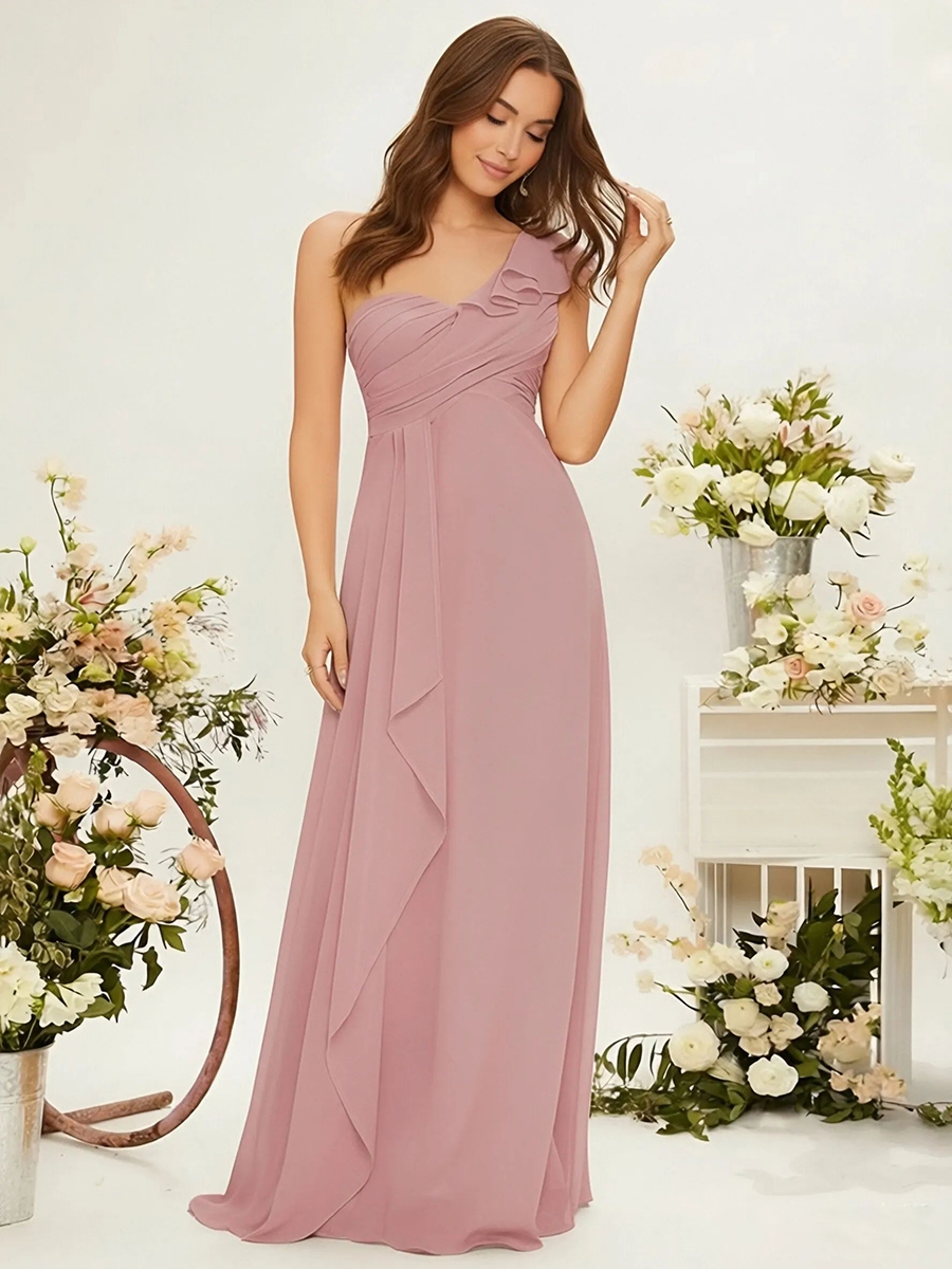 Chiffon One Shoulder Evening Dresses