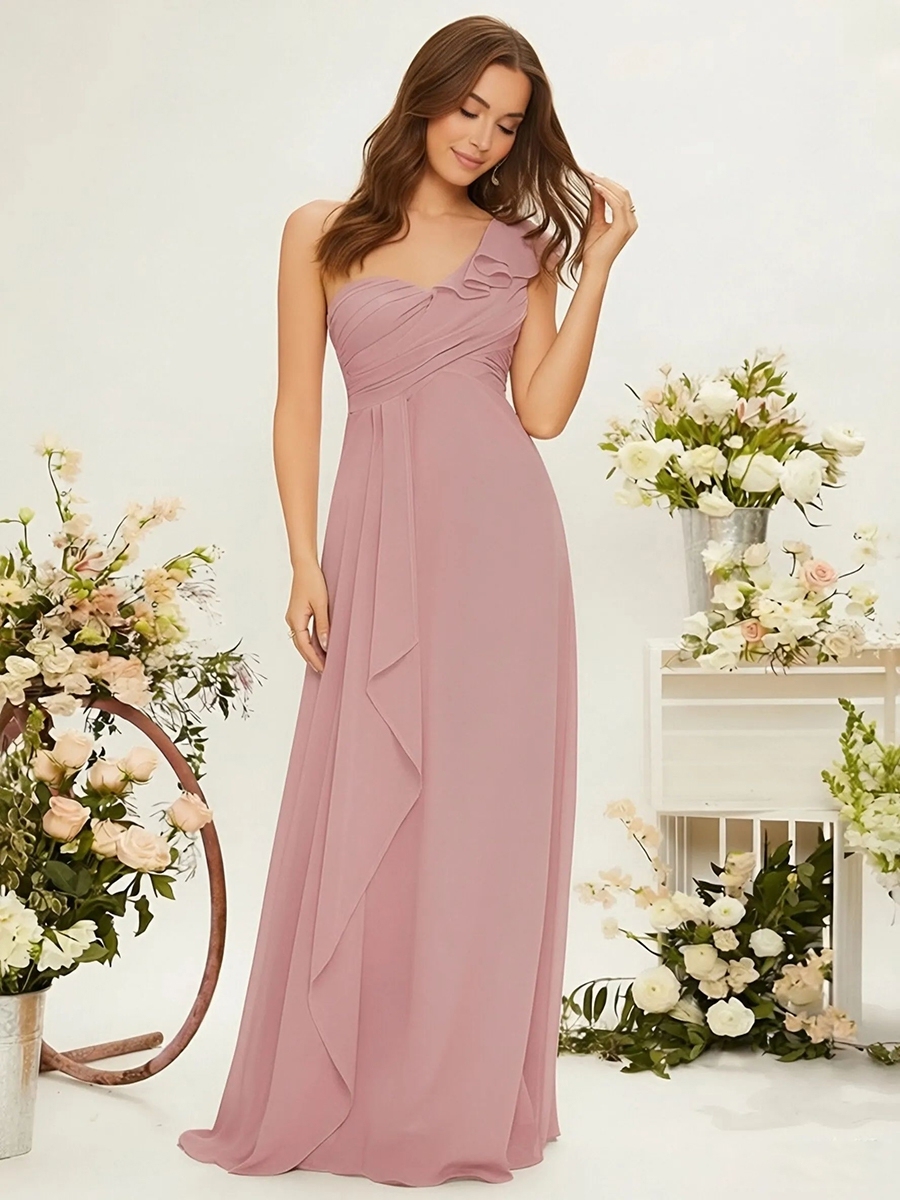 Chiffon One Shoulder Evening Dresses