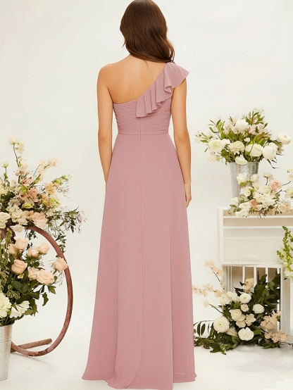 Chiffon One Shoulder Evening Dresses
