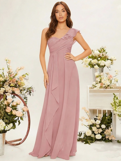 Chiffon One Shoulder Evening Dresses