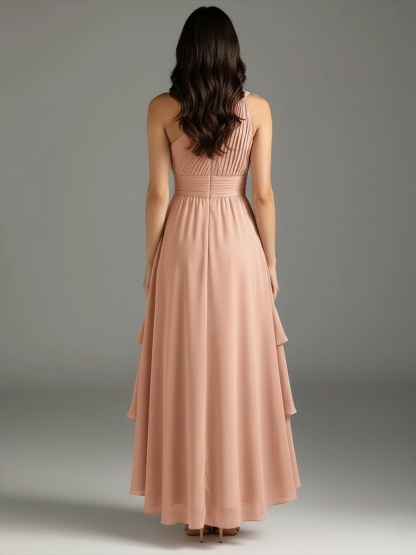 Chiffon One Shoulder Evening Dresses with Slit