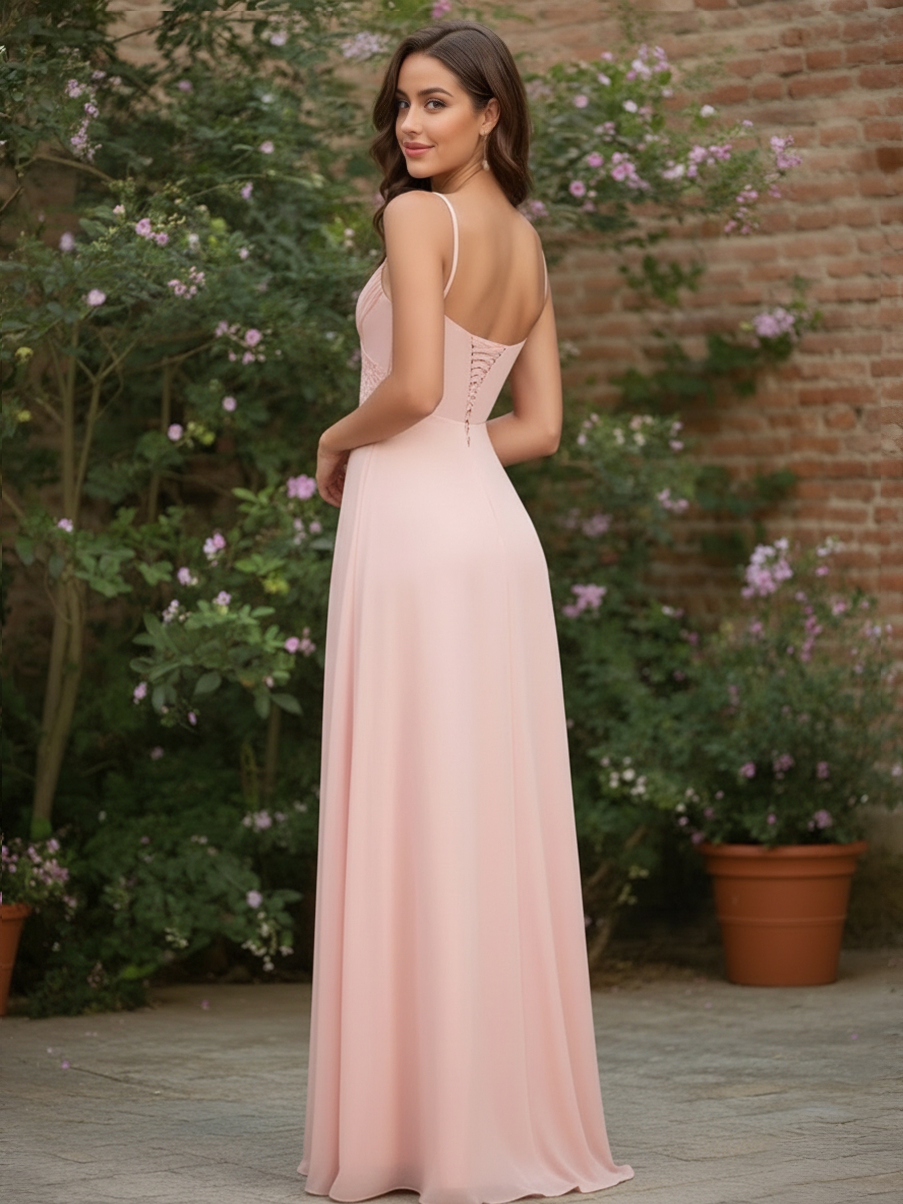 Satin Spaghetti Straps Evening Dresses