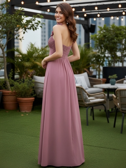 Chiffon Spaghetti Straps Evening Dresses