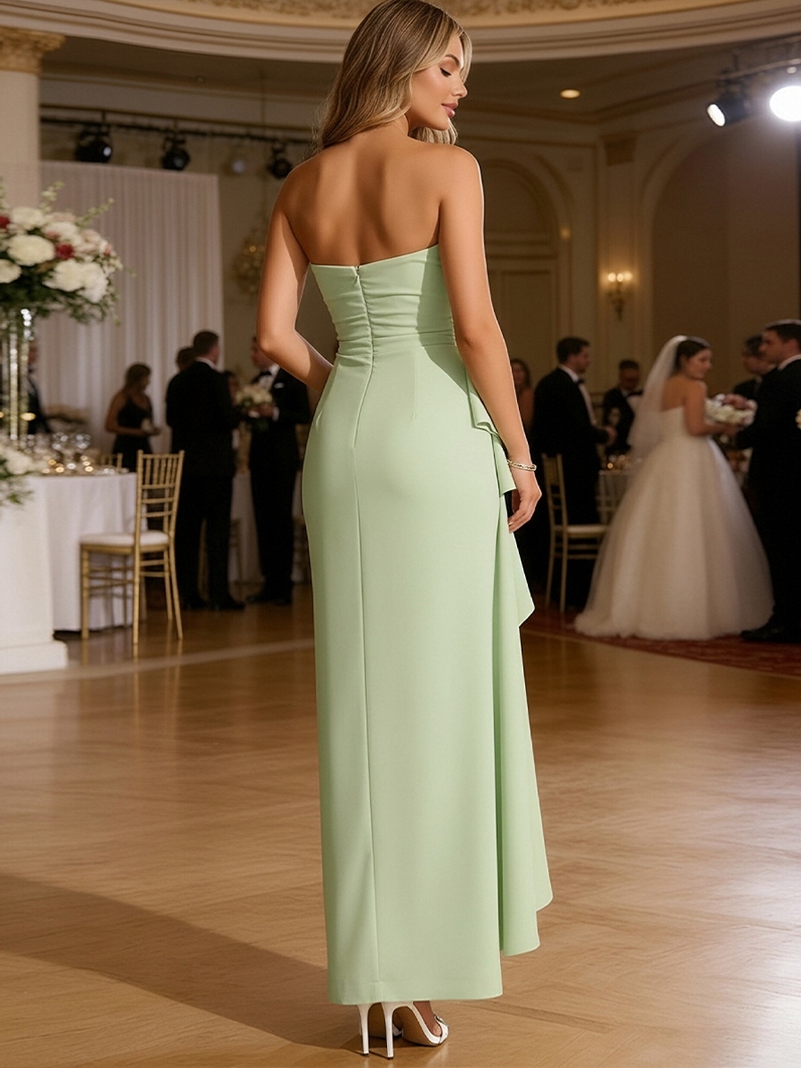 Chiffon Strapless Evening Dresses with Slit