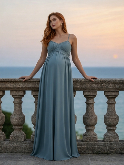 Satin Spaghetti Straps Evening Dresses