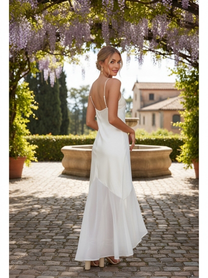 Satin Spaghetti Straps Evening Dresses