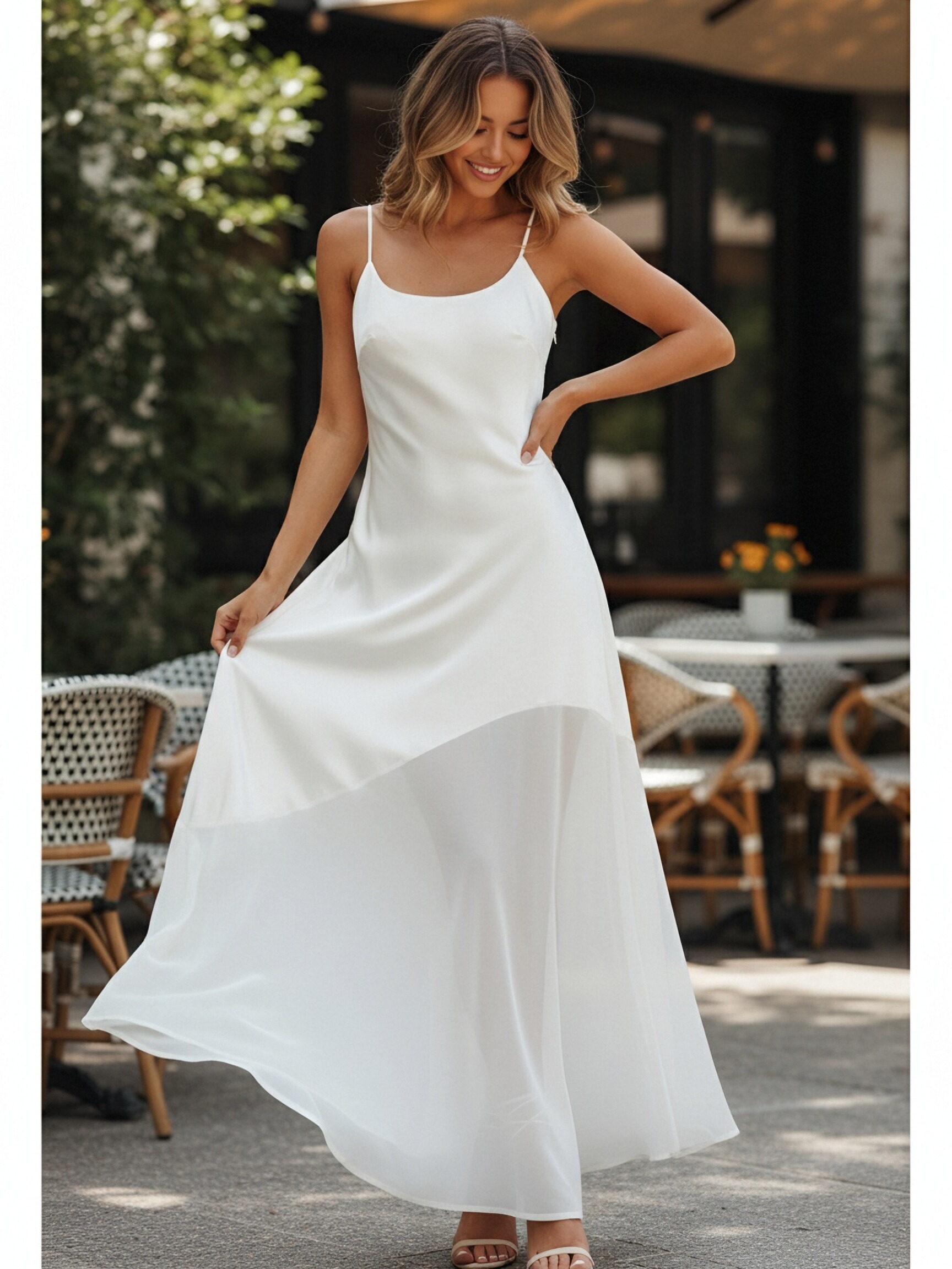 Satin Spaghetti Straps Evening Dresses